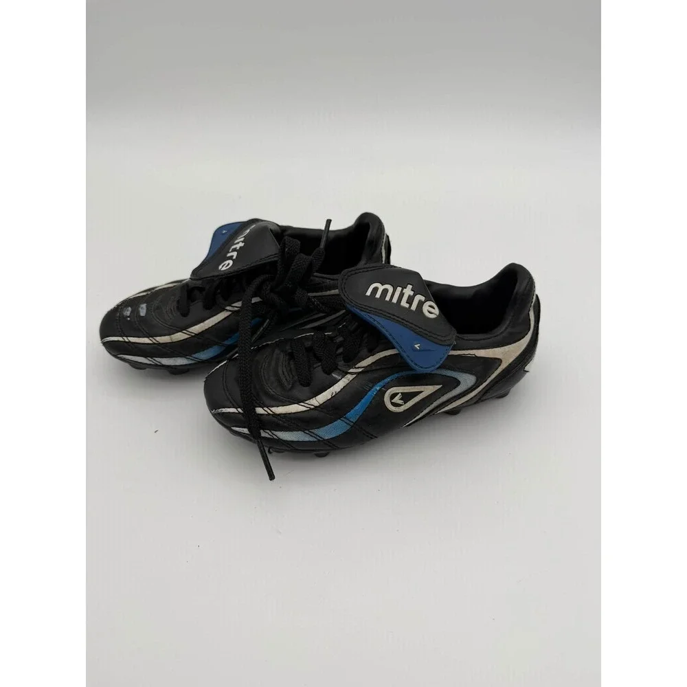 Mitre Size 1.5 Black Blue Soccer Cleats Youth Kids Athletic Sport Field Shoes